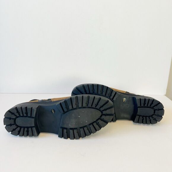 Lucky Brand Eabile Bootie Leather Lug Sole Boots Cognac & Black Women’s Size 8.5 - Picture 9 of 11